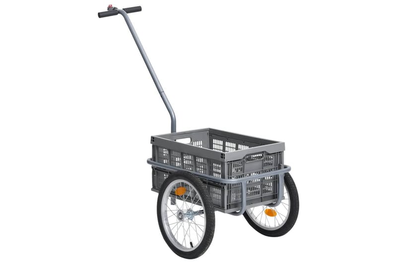 Cykelvagn med 50 L hopfällbar transportlåda grå 150 kg - Grå - Sport & fritid - Friluftsliv - Cyklar - Cykeltillbehör
