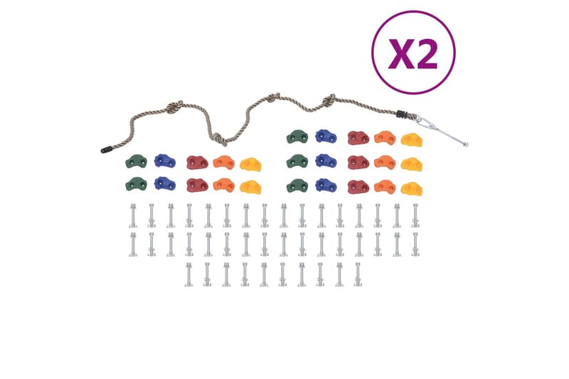 Klätterstenar med rep 50 delar flerfärgad - Sport & fritid - Friluftsliv - Klättring - Tillbehör klättring