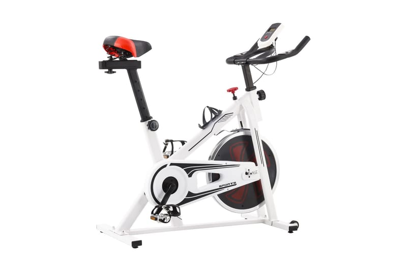 Motionscykel med pulsmätare vit och röd - Flerfärgad - Sport & fritid - Hemmagym - Träningsmaskiner