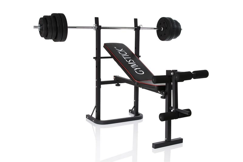 Träningsbänk Gymstick Weight Bench med 40 kg Set - Svart - Sport & fritid - Hemmagym - Träningsredskap