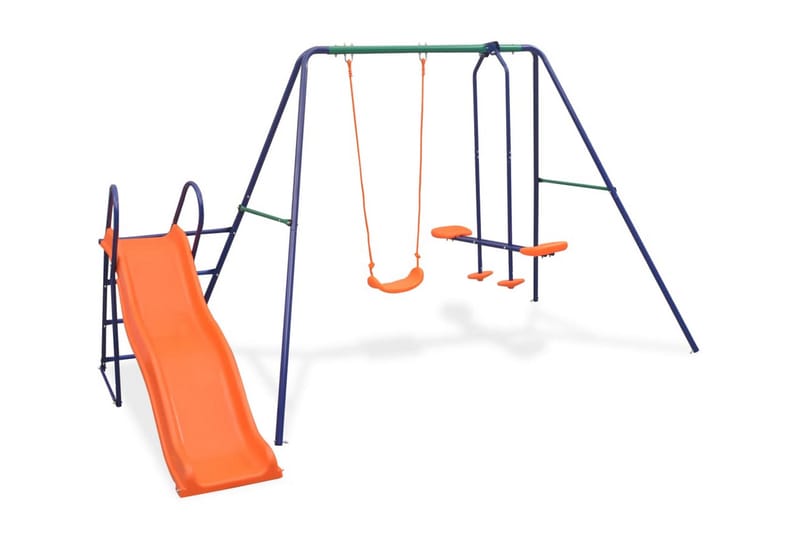 Gungställning med rutschkana och 3 sitsar orange - Orange - Sport & fritid - Lek & sport - Lekplats & lekplatsutrustning
