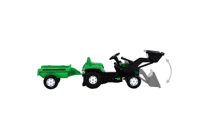 Pedaltraktor med släp och skopa för barn grön och svart - Grön - Sport & fritid - Lek & sport - Lekfordon & hobbyfordon - Trampbil