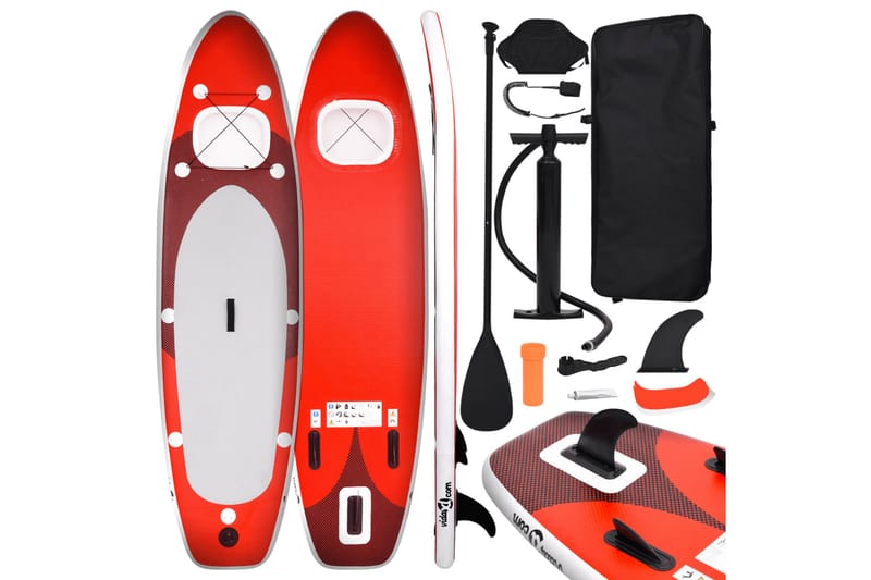 Upplåsbar SUP-bräda set röd 360x81x10 cm - Röd - Sport & fritid - Lek & sport - Vattensport & vattenlek - SUP & paddleboard