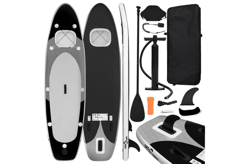 Upplåsbar SUP-bräda set svart 300x76x10 cm - Svart - Sport & fritid - Lek & sport - Vattensport & vattenlek - SUP & paddleboard