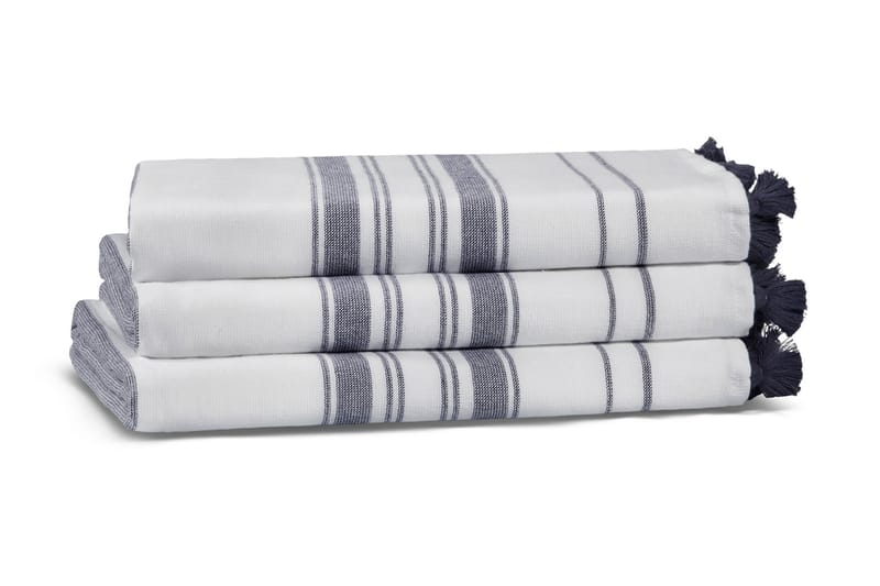 Morghyn Badhandduk - Vit/Mörkblå - Textil & mattor - Badrumstextilier - Badlakan & badhandduk
