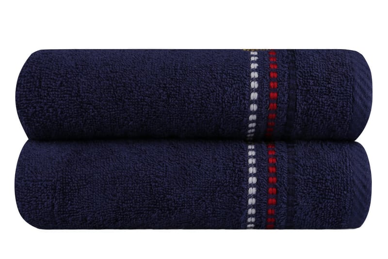 Ashburton Handduk 2-pack - Blå/Röd/Vit/Beige/Blå - Textil - Badrumstextilier - Handduk