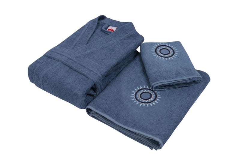 Cotton Box Handduksset Familj Set om 4 - Blå/Vit - Textil - Badrumstextilier - Handduk