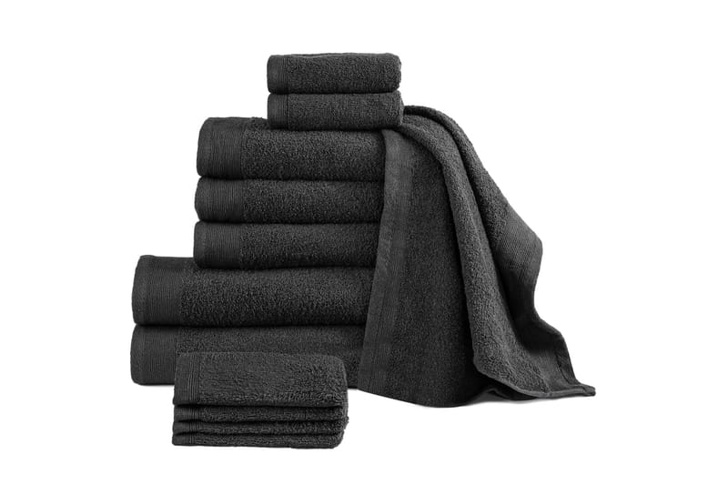 Handdukar 12 st bomull 450 gsm svart - Svart - Textil & mattor - Badrumstextilier - Handduk