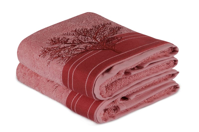 Hobby Handduk 50x90 cm 2-pack - Ljusrosa/Röd - Textil - Badrumstextilier - Handduk