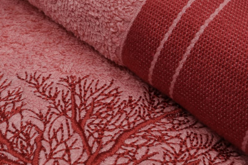Hobby Handduk 50x90 cm 2-pack - Ljusrosa/Röd - Textil & mattor - Badrumstextilier - Handduk