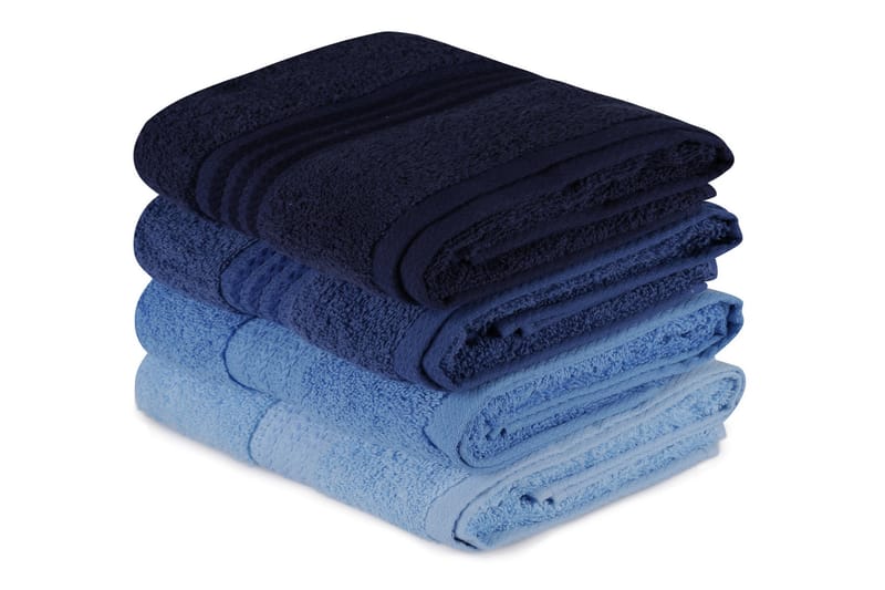 Hobby Handduk 50x90 cm 4-pack - Mörkblå/Blå/Ljusblå - Textil & mattor - Badrumstextilier - Handduk