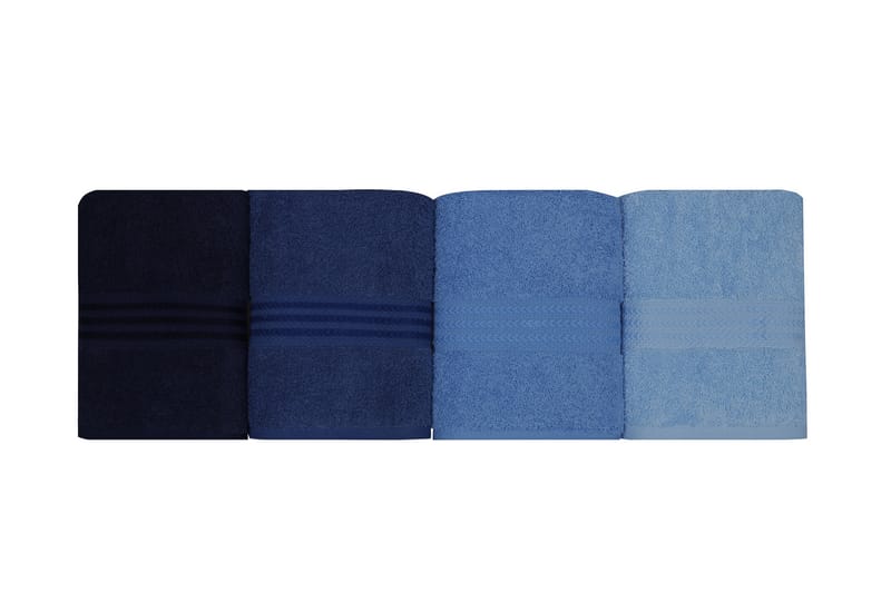 Hobby Handduk 50x90 cm 4-pack - Mörkblå/Blå/Ljusblå - Textil - Badrumstextilier - Handduk