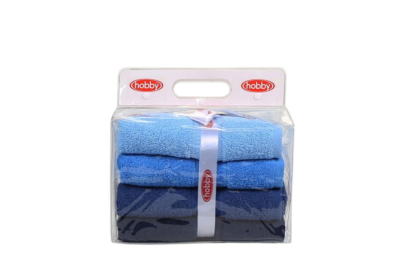 Hobby Handduk 50x90 cm 4-pack - Mörkblå/Blå/Ljusblå - Textil - Badrumstextilier - Handduk