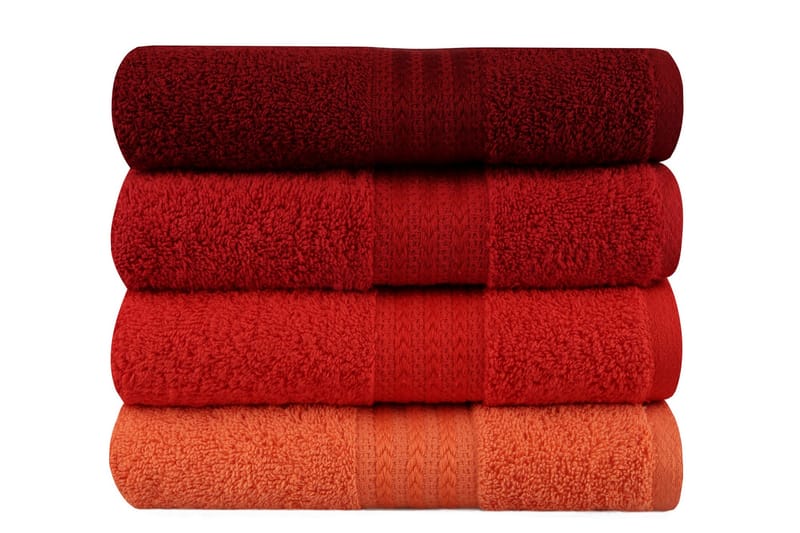 Hobby Handduk 50x90 cm 4-pack - Orange/Röd/Rosa - Textil - Badrumstextilier - Handduk