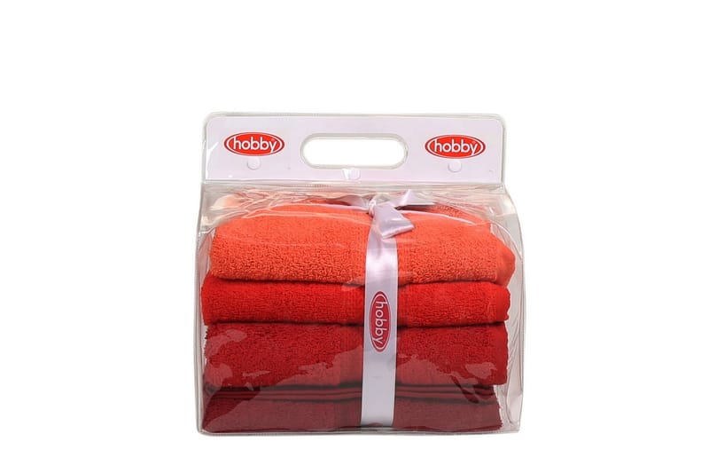 Hobby Handduk 50x90 cm 4-pack - Orange/Röd/Rosa - Textil & mattor - Badrumstextilier - Handduk