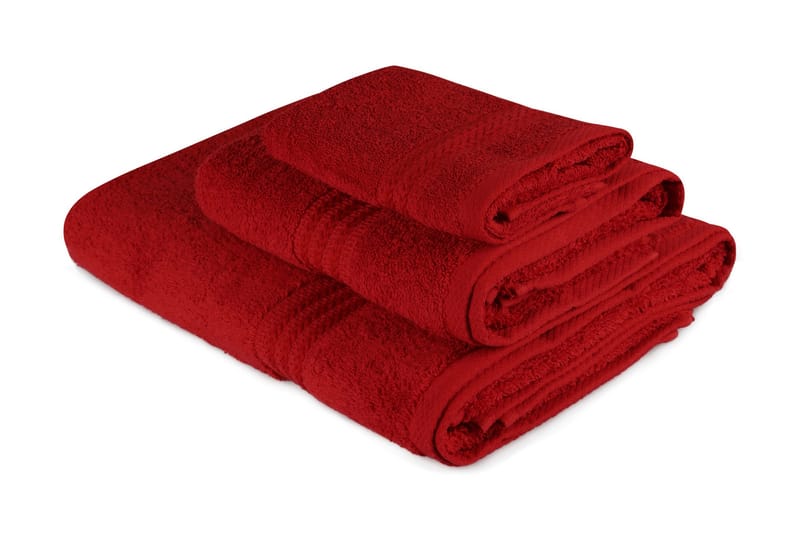 Hobby Handduk Set om 3 - Röd - Textil - Badrumstextilier - Handduk