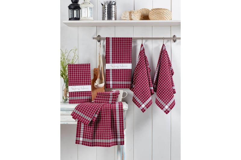Lympne Tvättlapp 10-pack - Röd/Vit - Textil & mattor - Badrumstextilier - Handduk