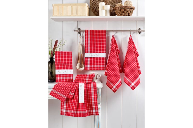 Lympne Tvättlapp 10-pack - Röd/Vit - Textil & mattor - Badrumstextilier - Handduk