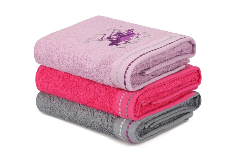Tarilonte Handduk 3-pack - Rosa/Lila/Grå - Textil & mattor - Badrumstextilier - Handduk