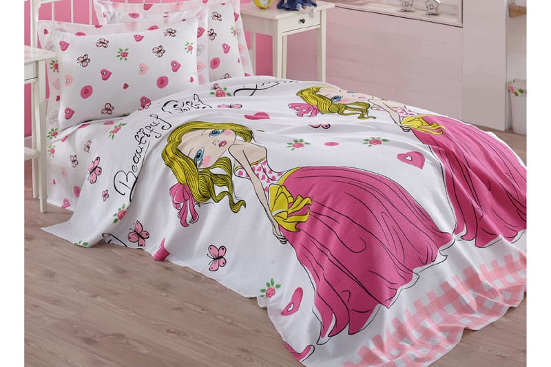 Eponj Home Överkast Enkelt 160x235 cm - Vit/Rosa/Gul - Textil & mattor - Barntextilier - Barnsängkläder - Överkast barn