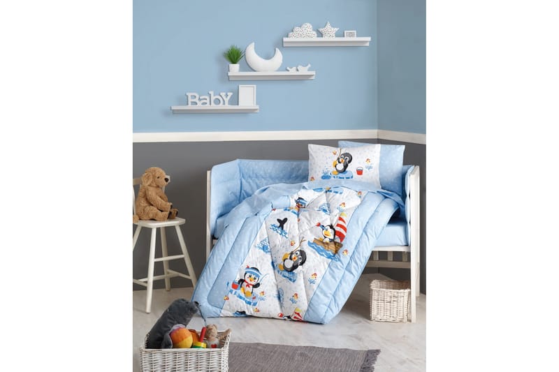 Cotton Box Sovpaket Baby 6 Delar Ranforce - Blå/Vit/Svart/Röd - Textil & mattor - Sängkläder - Bäddset & påslakanset