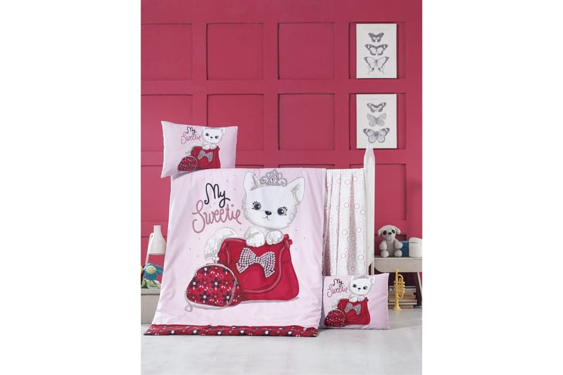 Victoria Bäddset Baby 4-dels Ranforce - Röd/Rosa/Vit/Svart - Textil & mattor - Sängkläder - Bäddset & påslakanset - Påslakanset enkelsäng