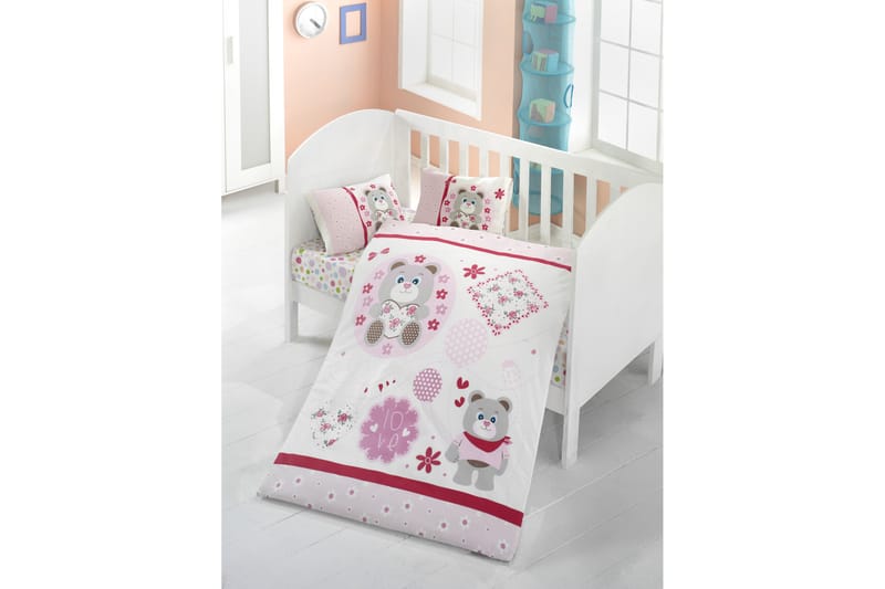 Victoria Bäddset Baby 4-dels Ranforce - Vit/Rosa/Multi - Textil & mattor - Sängkläder - Bäddset & påslakanset - Påslakanset enkelsäng