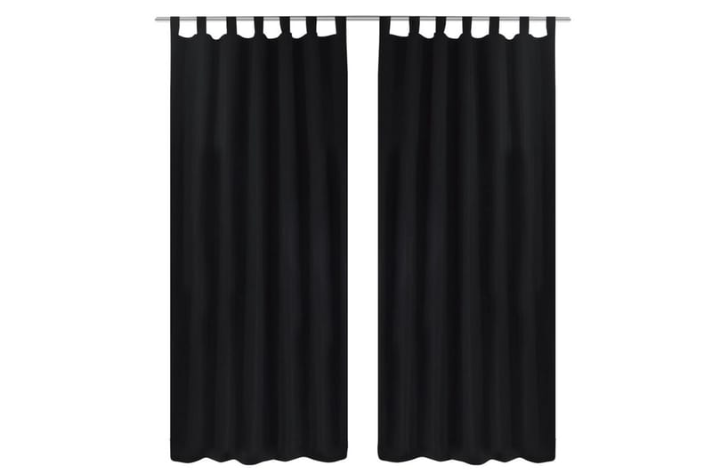 2-pack gardiner med öglor i svart microsatin 140x175 cm - Svart - Textil & mattor - Gardiner - Mörkläggningsgardiner