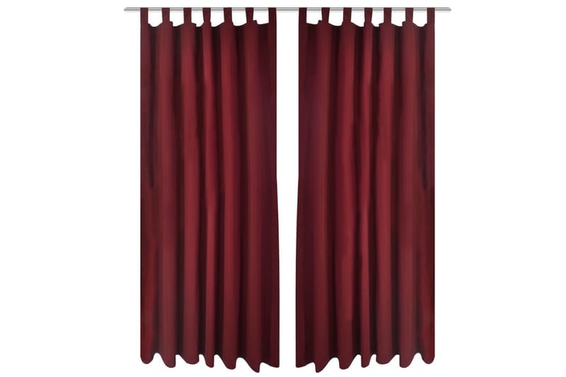 2-pack gardiner med öglor i vinröd microsatin 140x175 cm - Röd - Textil & mattor - Gardiner - Mörkläggningsgardiner