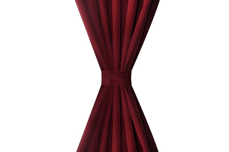 2-pack gardiner med öglor i vinröd microsatin 140x225 cm - Röd - Textil - Gardiner - Mörkläggningsgardiner