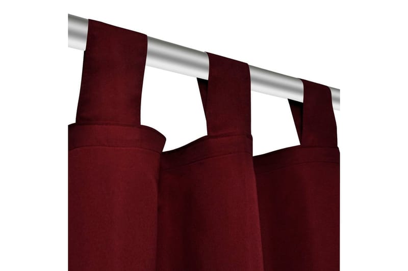 2-pack gardiner med öglor i vinröd microsatin 140x225 cm - Röd - Textil - Gardiner - Mörkläggningsgardiner