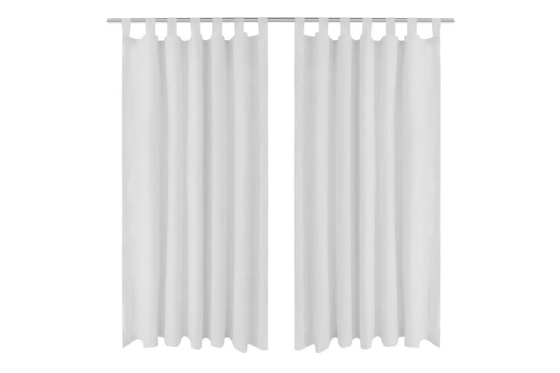2-pack gardiner med öglor i vit microsatin 140x175 cm