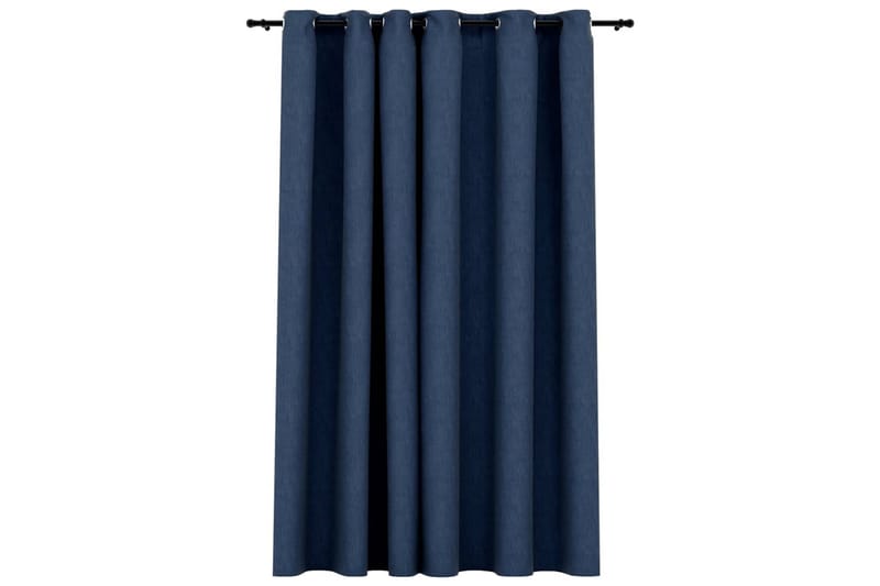 Mörkläggningsgardin med öljetter linnelook blå 290x245cm - Blå - Textil & mattor - Gardiner - Mörkläggningsgardiner