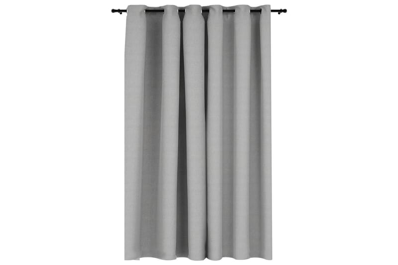 Mörkläggningsgardin med öljetter linnelook grå 290x245cm - Grå - Textil & mattor - Gardiner - Mörkläggningsgardiner
