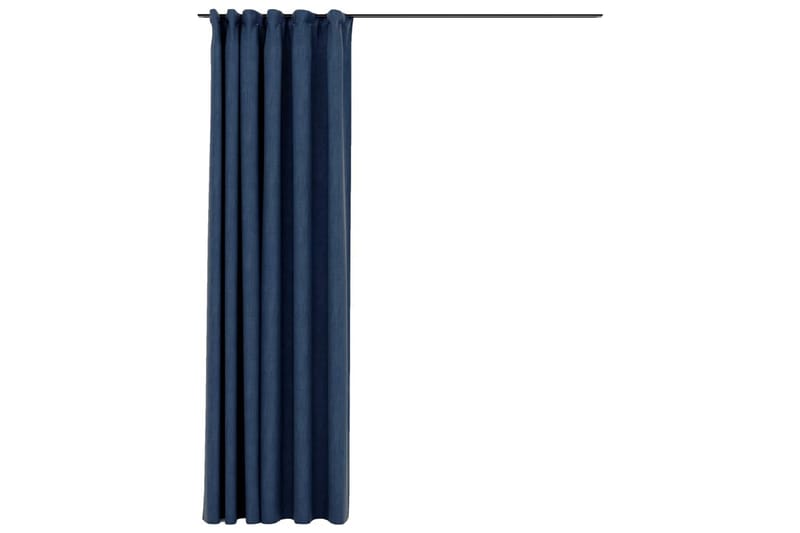 Mörkläggningsgardin med krokar linnelook blå 290x245 cm - Blå - Textil - Gardiner - Mörkläggningsgardiner