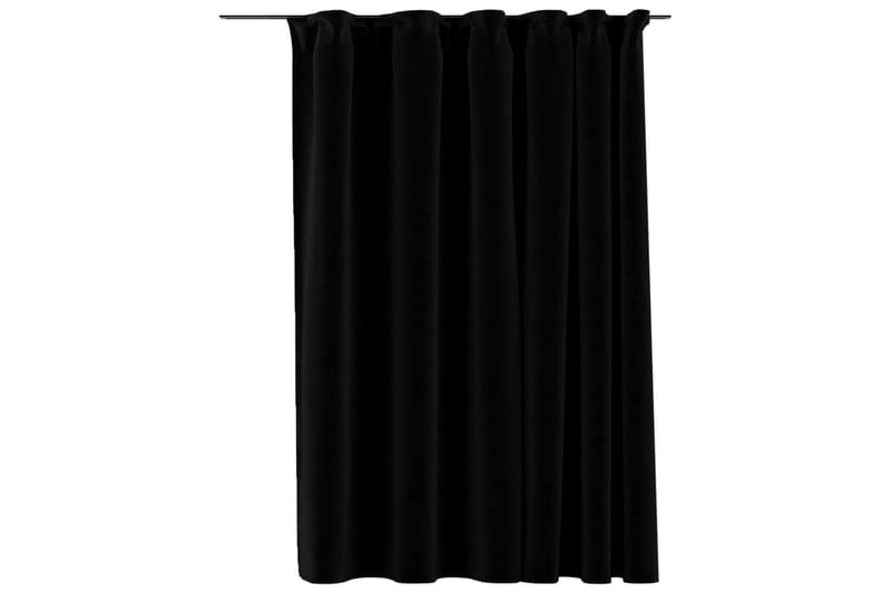 Mörkläggningsgardin med krokar linnelook svart 290x245 cm - Svart - Textil & mattor - Gardiner - Mörkläggningsgardiner
