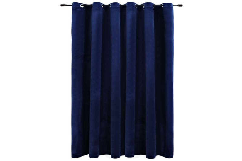 Mörkläggningsgardin med metallringar sammet mörkblå 290x245 - Blå - Textil & mattor - Gardiner - Mörkläggningsgardiner