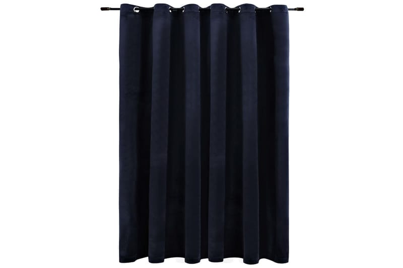 Mörkläggningsgardin med metallringar sammet svart 290x245 cm - Svart - Textil & mattor - Gardiner - Mörkläggningsgardiner