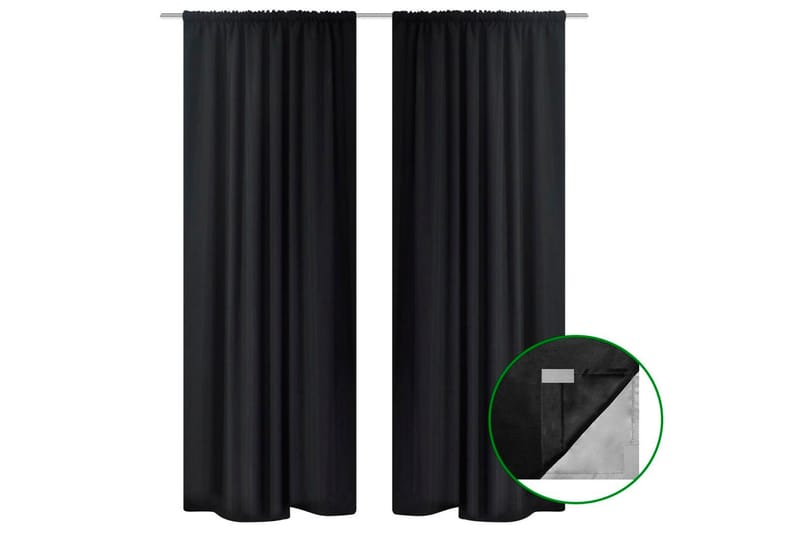 Mörkläggningsgardiner 2 st dubbla lager 140x245 cm svart - Svart - Textil & mattor - Gardiner - Mörkläggningsgardiner
