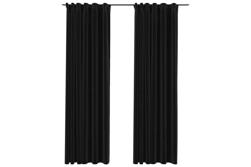 Mörkläggningsgardiner med krokar 2 st antracit 140x245 cm