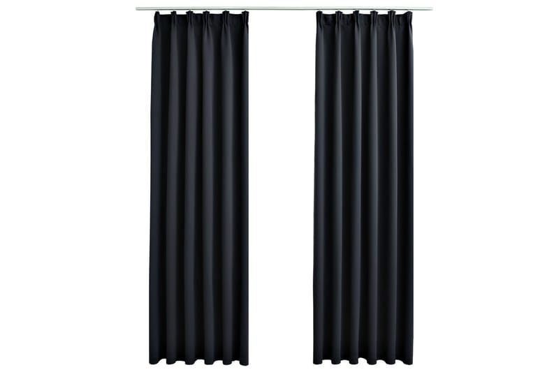 Mörkläggningsgardiner med krokar 2 st svart 140x175 cm - Svart - Textil & mattor - Gardiner - Mörkläggningsgardiner