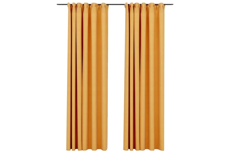 Mörkläggningsgardiner med krokar linnelook 2 st gul 140x245 - Gul - Textil & mattor - Mattor - Små mattor