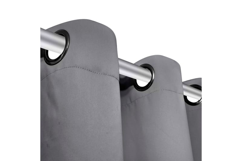 Mörkläggningsgardiner med metallringar 2 st 135x245 cm grå - Grå/Metall - Textil - Gardiner - Mörkläggningsgardiner