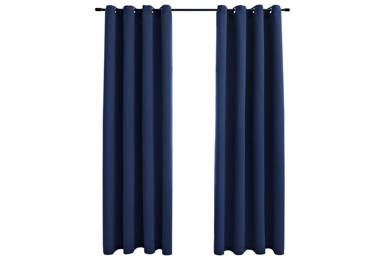 Mörkläggningsgardiner med metallringar 2 st blå 140x225 cm - Blå - Textil & mattor - Gardiner - Mörkläggningsgardiner