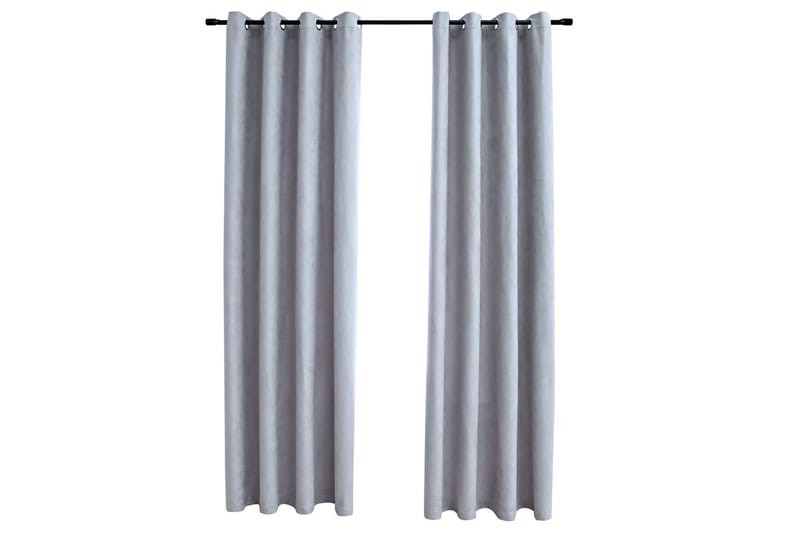 Mörkläggningsgardiner med metallringar 2 st grå 140x225 cm