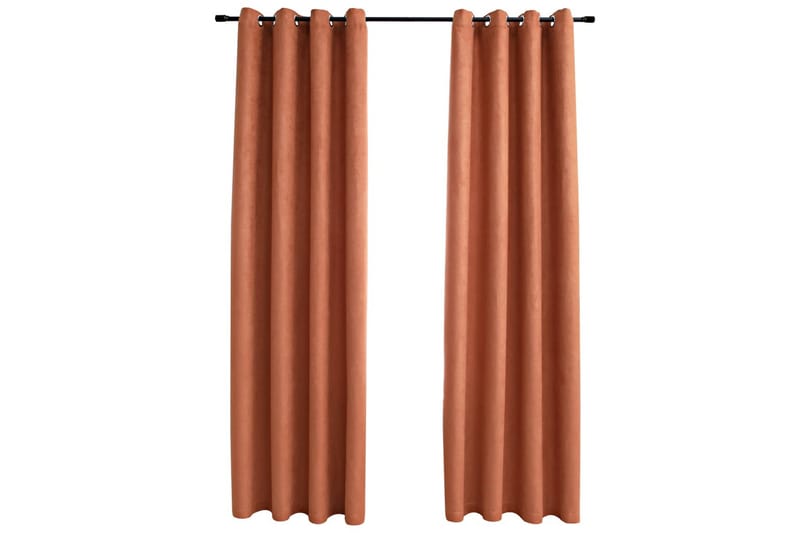 Mörkläggningsgardiner med metallringar 2 st rost 140x225 cm - Orange - Textil & mattor - Gardiner - Mörkläggningsgardiner