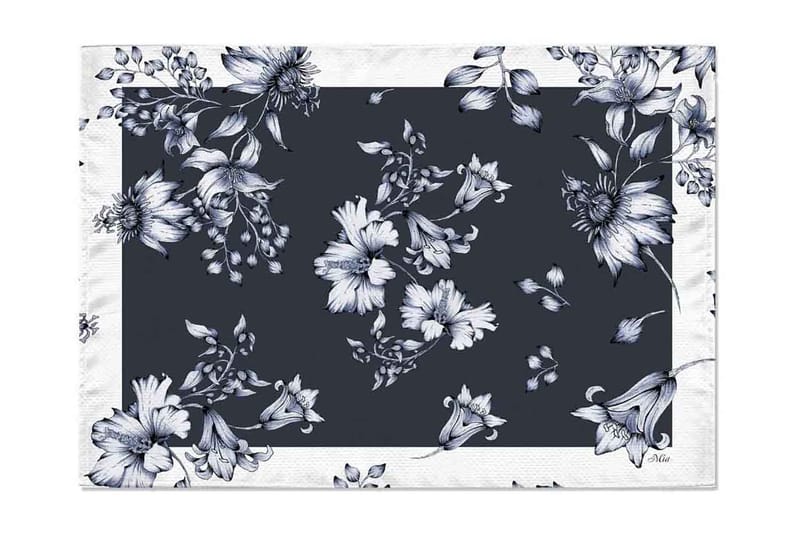 Blommiga bordstabletter 6-pack - Svart/Vit - Textil & mattor - Kökstextilier