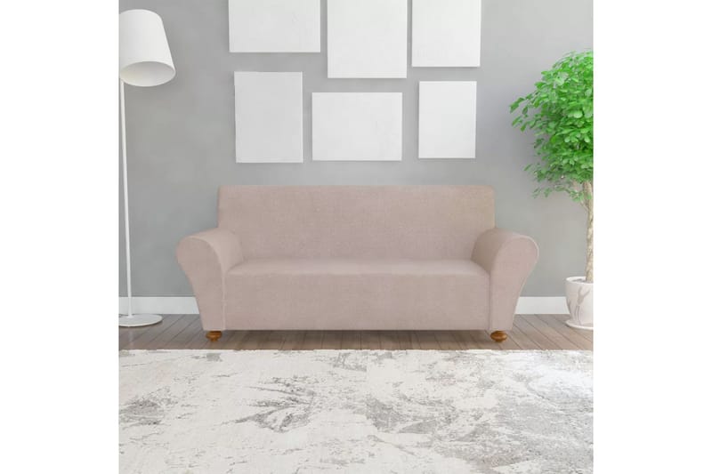 Sofföverdrag med stretch beige polyesterjersey - Beige - Textil & mattor - Möbeltextil - Möbelöverdrag