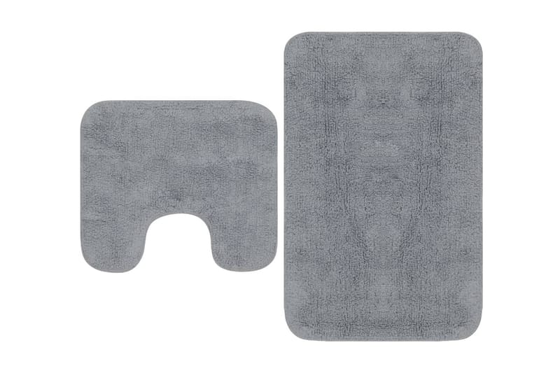 Badrumsmattor 2 st tyg grå - Grå - Textil & mattor - Mattor - Badrumsmatta