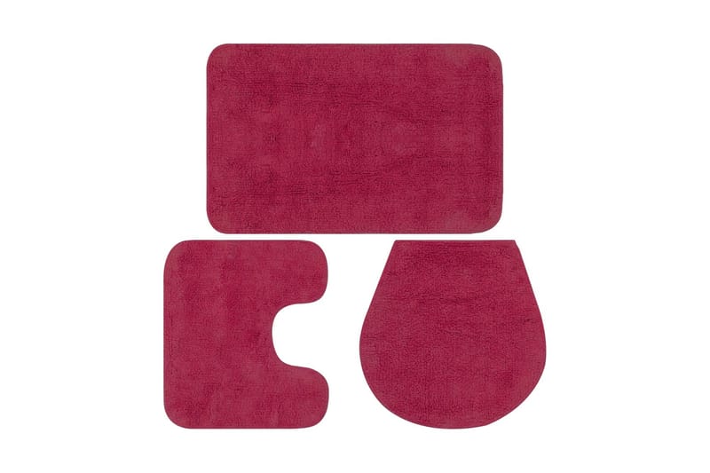 Badrumsmattor 3 st tyg fuchsia - Rosa - Textil & mattor - Mattor - Badrumsmatta